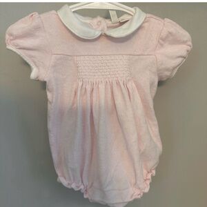 Janie and Jack Light Pink Romper with White Collar